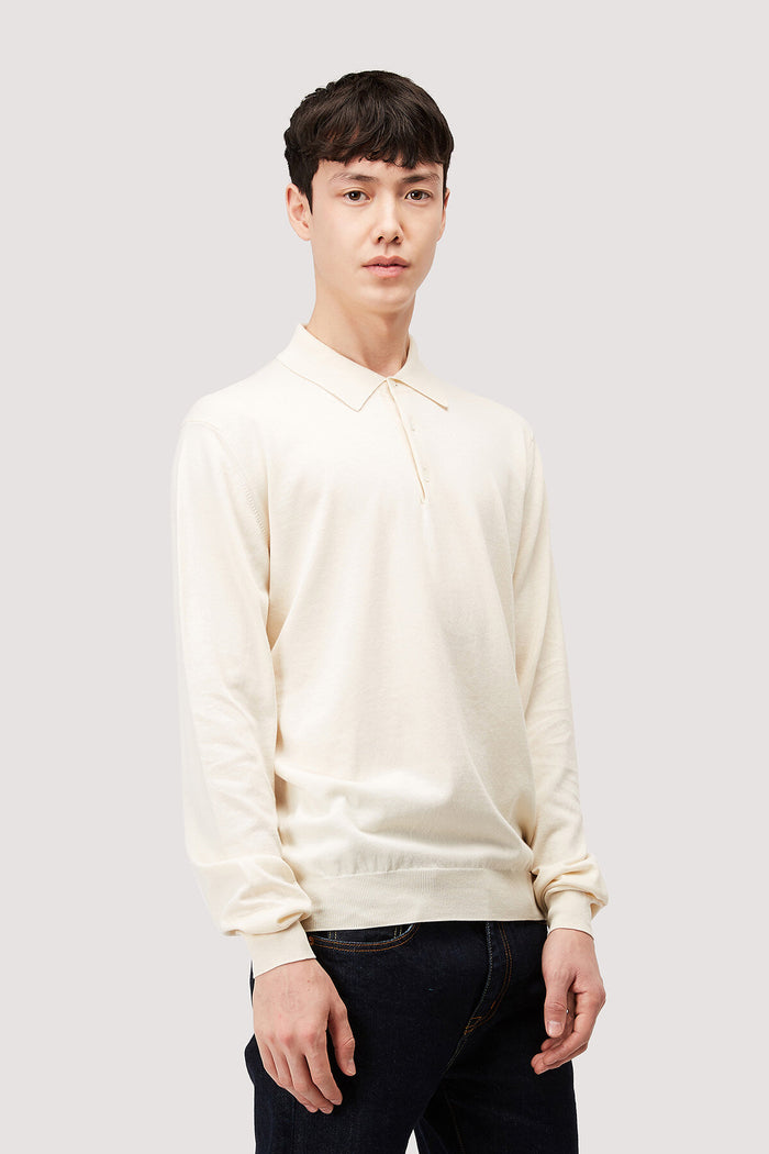 Baracuta Long Sleeve Polo Ivory