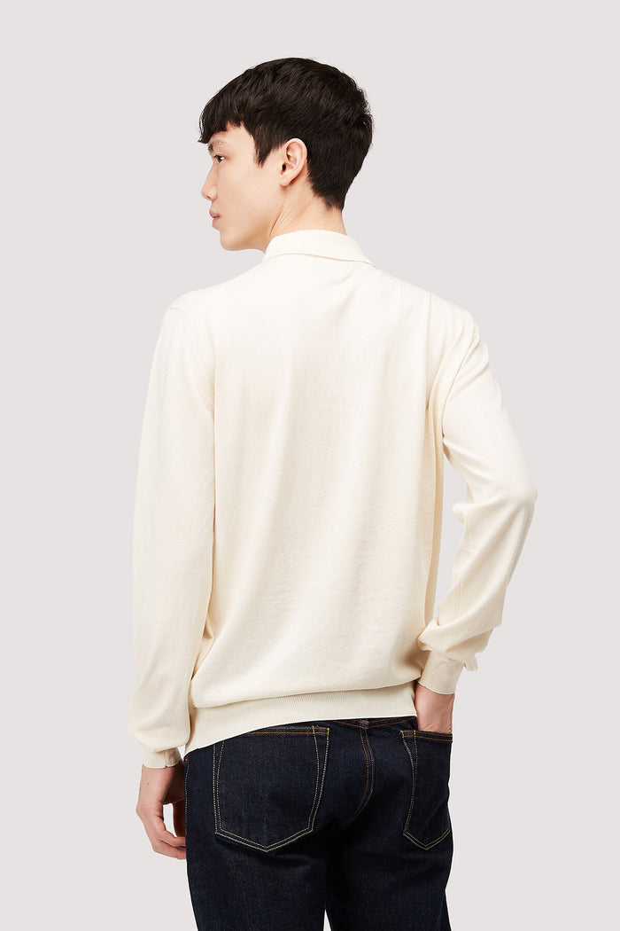 Baracuta Long Sleeve Polo Ivory