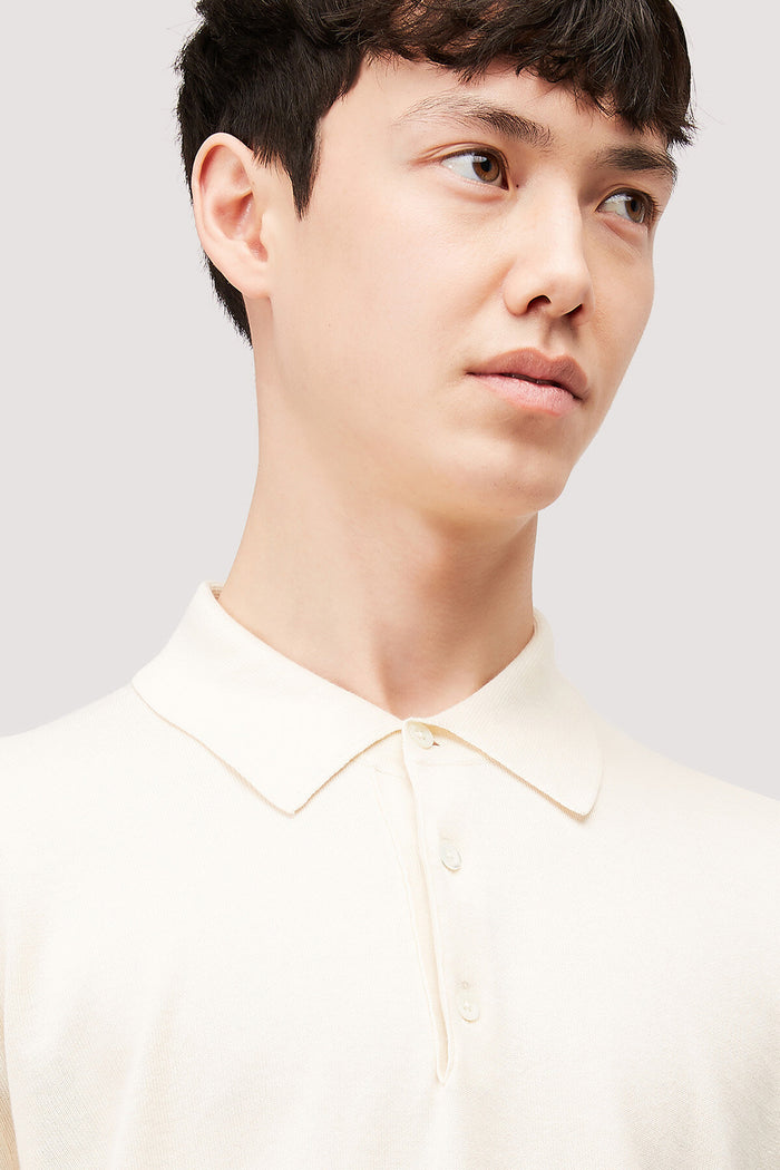 Baracuta Long Sleeve Polo Ivory