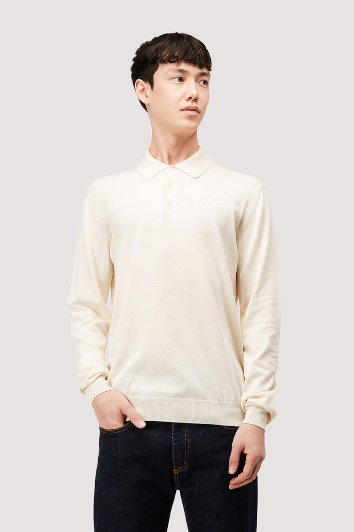 baracuta Long Sleeve Polo Ivory