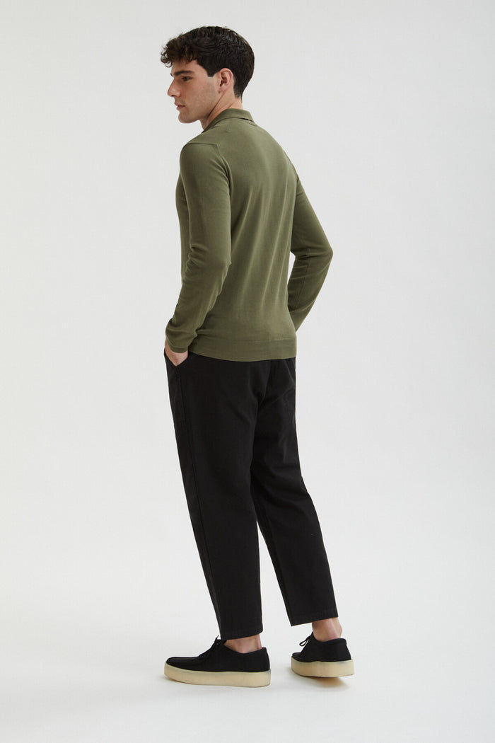 Baracuta Long Sleeve Polo Military Olive