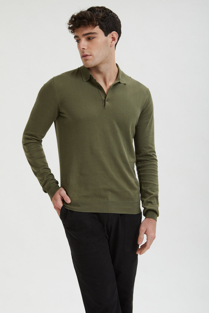 baracuta Long Sleeve Polo Military olive