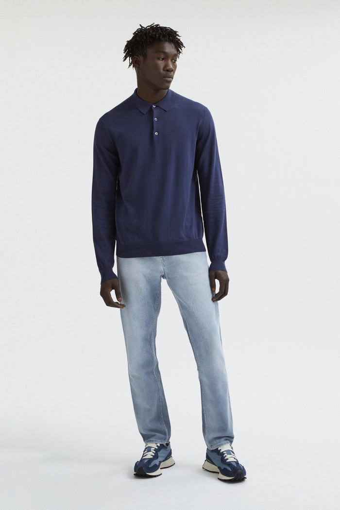 Baracuta Long Sleeve Polo Navy