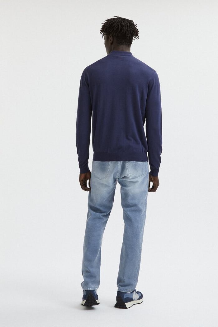 Baracuta Long Sleeve Polo Navy