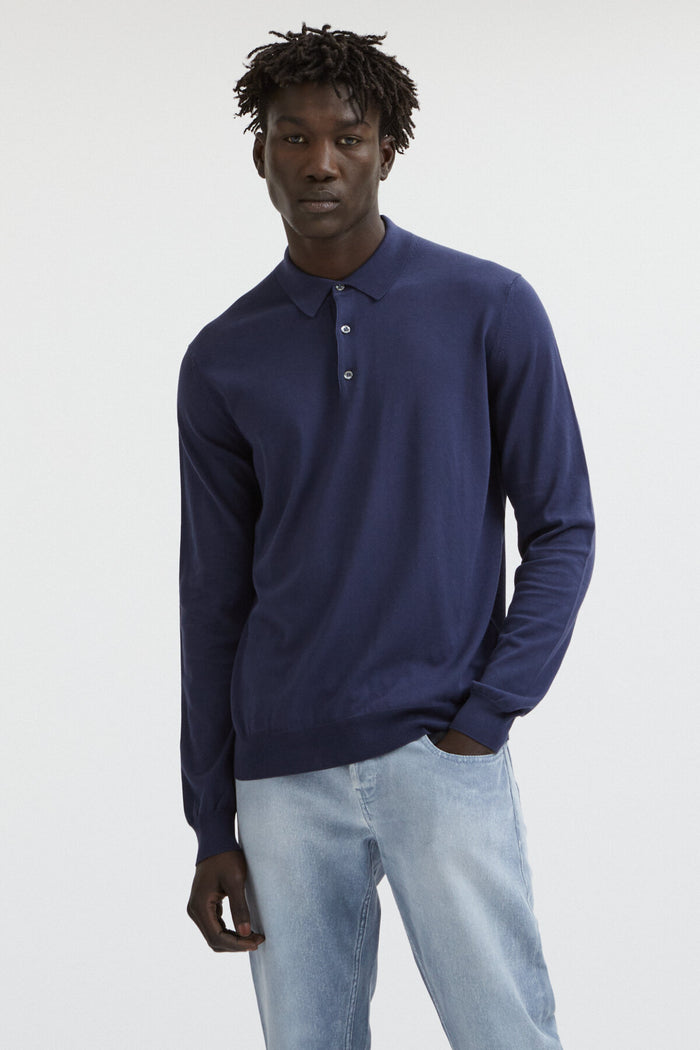 baracuta Long Sleeve Polo Navy
