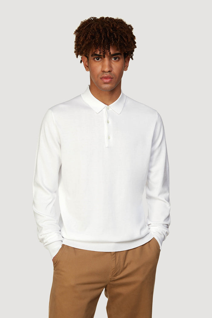 Baracuta Long Sleeve Polo Off White
