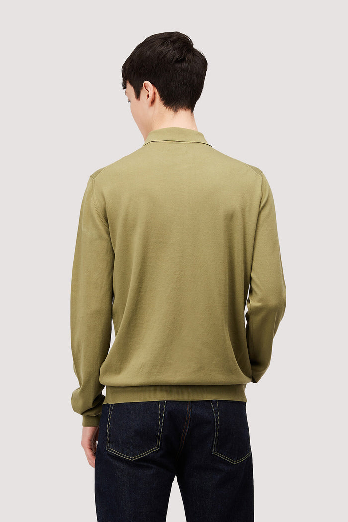 Baracuta Long Sleeve Polo Oil Green