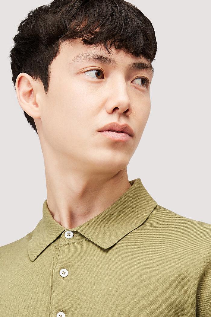 Baracuta Long Sleeve Polo Oil Green