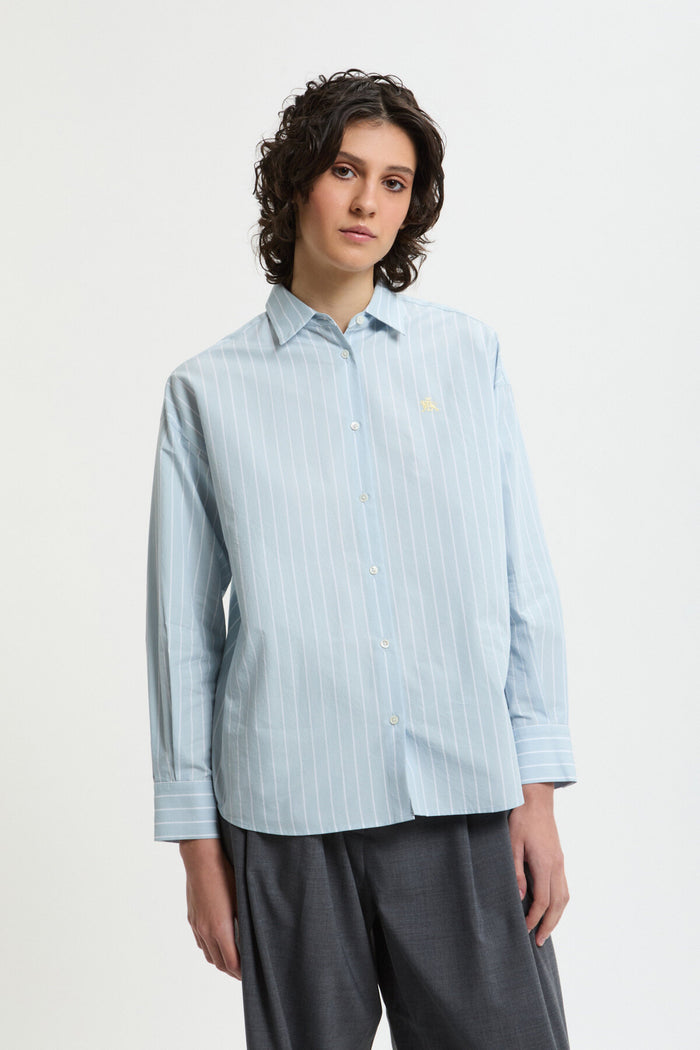 baracuta Mini BD Shirt Woman Sax stripe