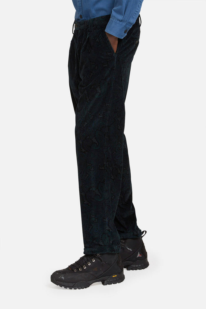 Baracuta Patterned Corduroy Trousers Paisley Navy