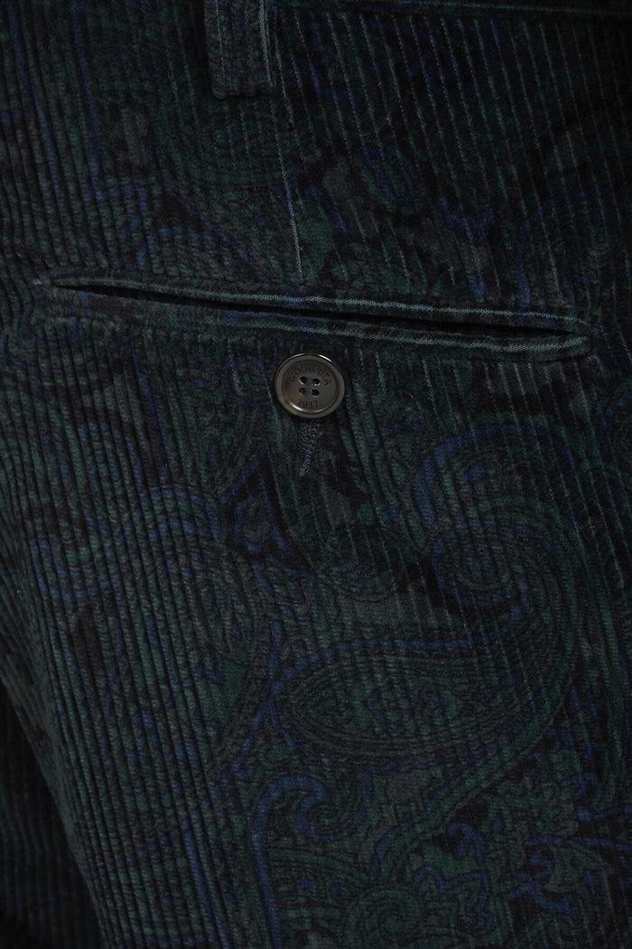Baracuta Patterned Corduroy Trousers Paisley Navy
