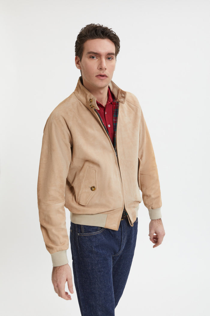 Baracuta Premium G9 Harrington Suede Sand Stone