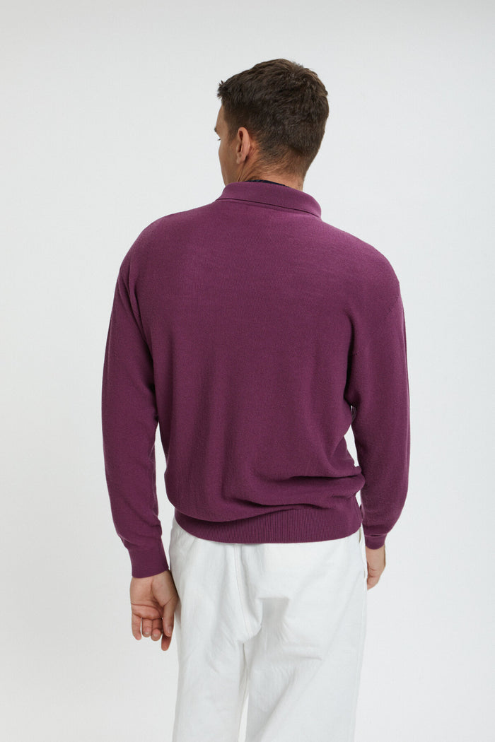 Baracuta Rice Stitch Long Sleeve Polo Wisteria