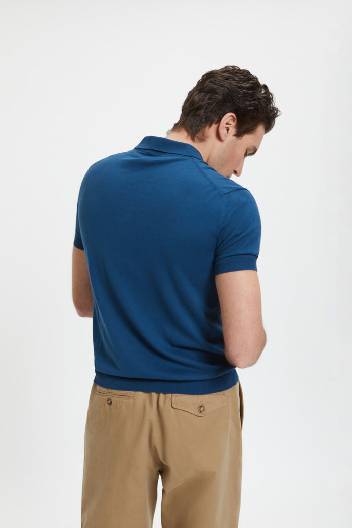 Baracuta Short Sleeved Polo Cobalt Blue