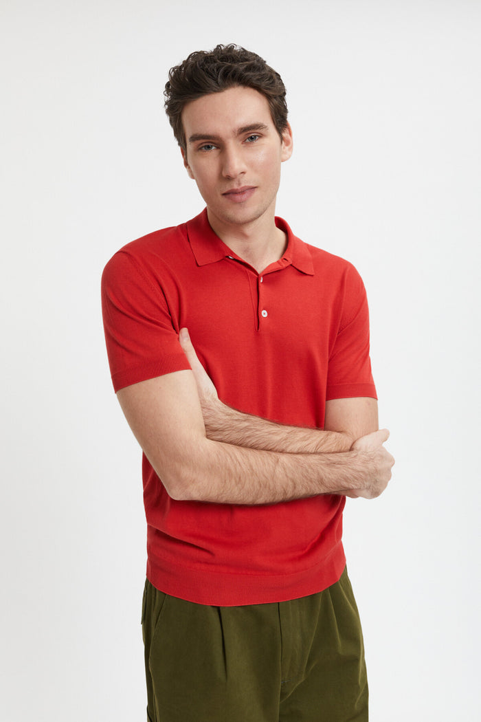 Baracuta Short Sleeved Polo Coral Red
