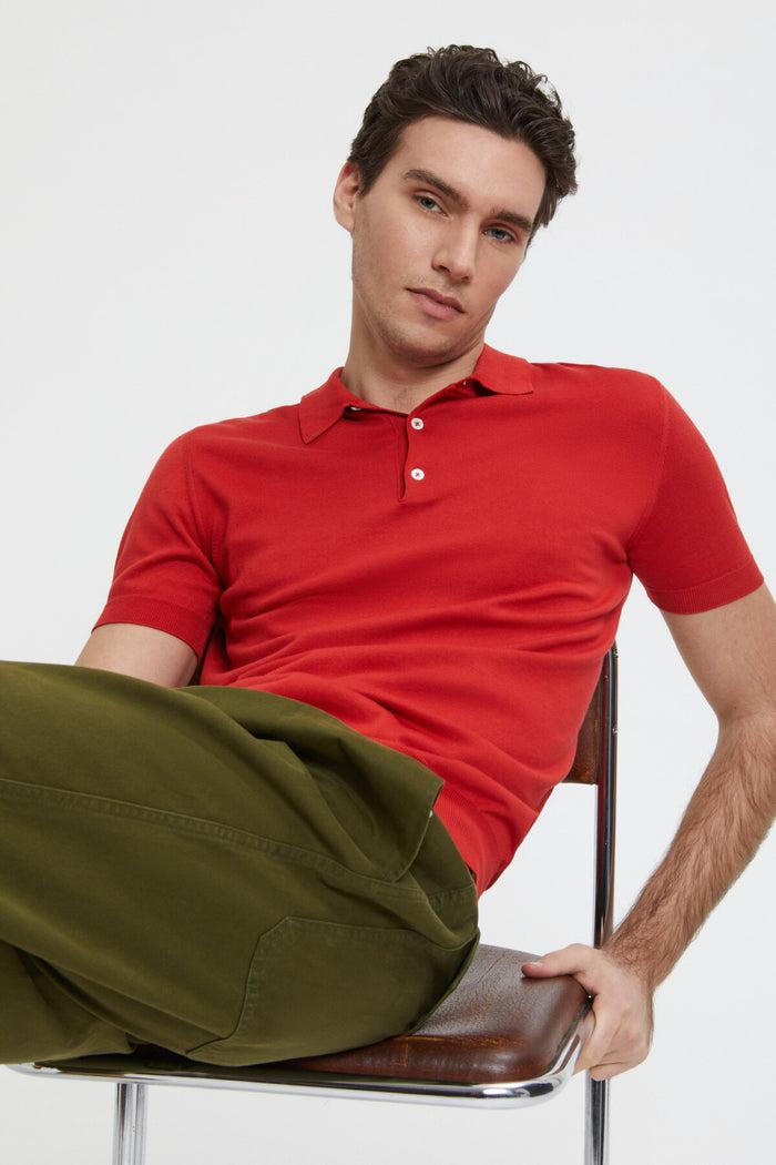 Baracuta Short Sleeved Polo Coral Red