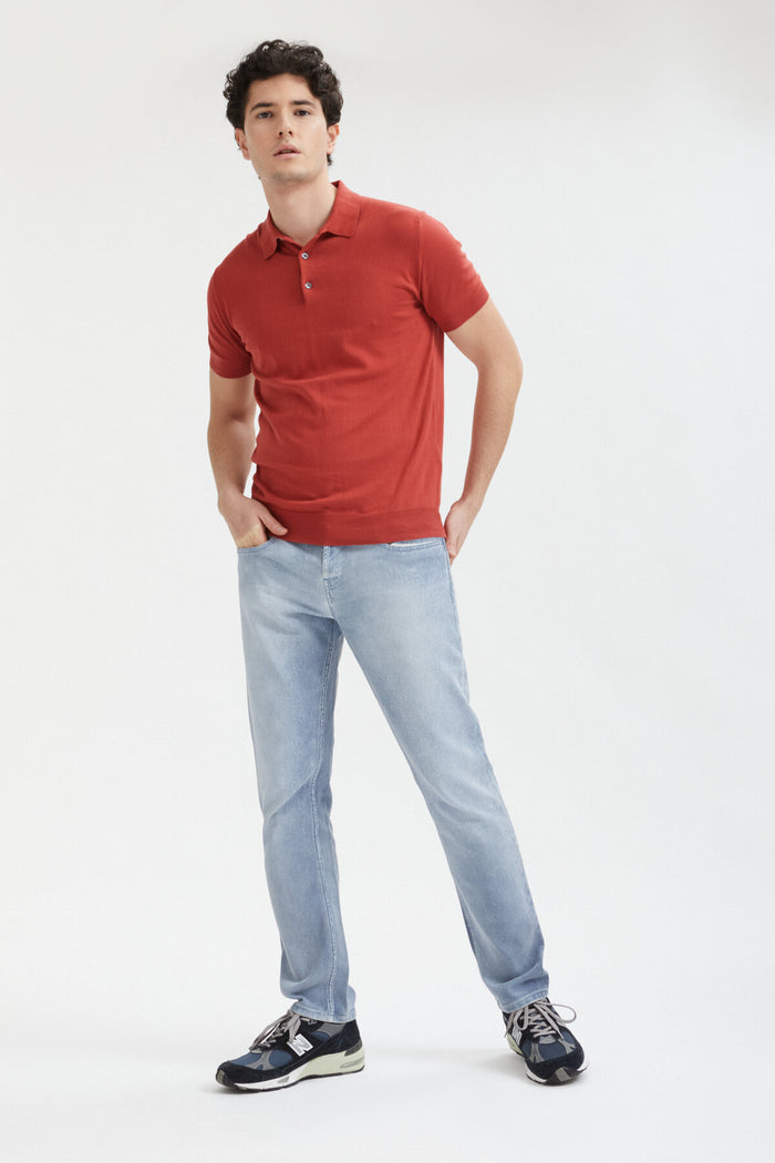Baracuta Short Sleeved Polo Dusty Red