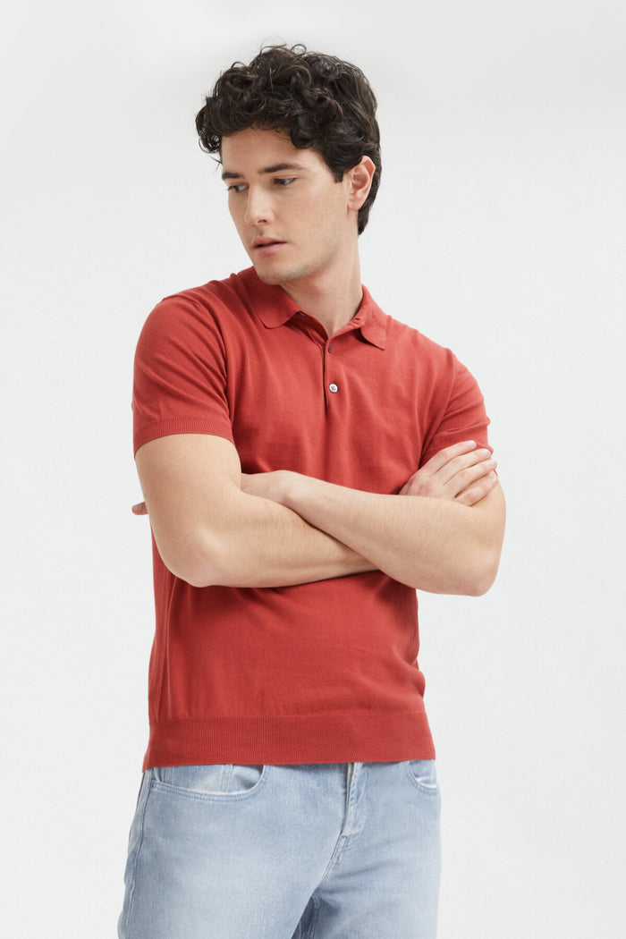 baracuta Short Sleeved Polo Dusty red