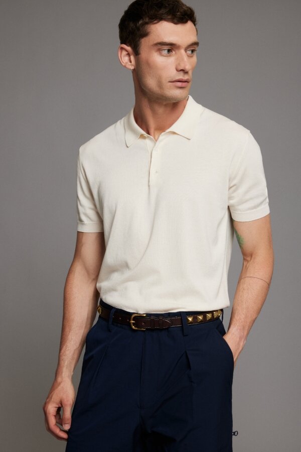 baracuta Short Sleeved Polo Ivory
