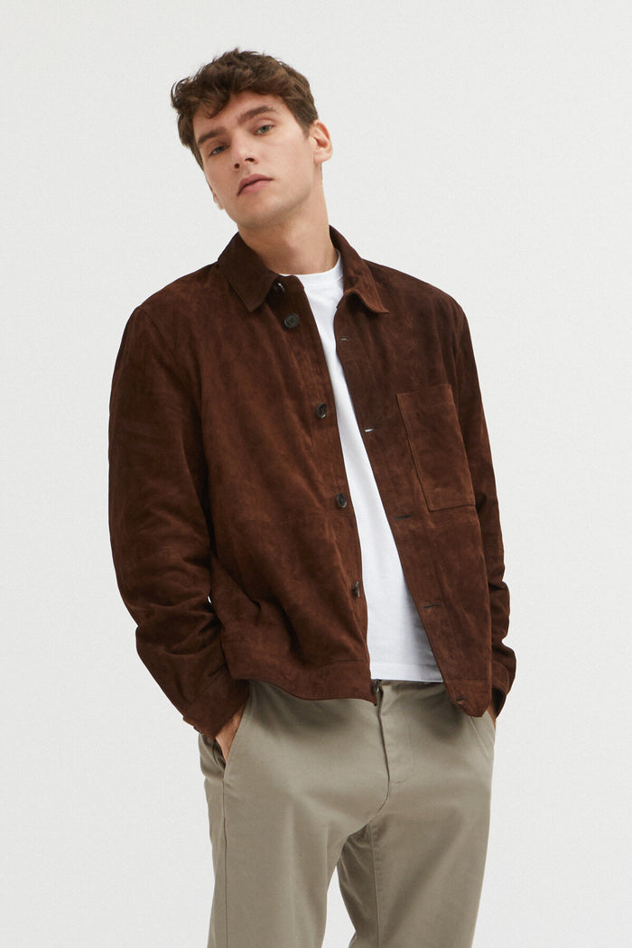 Baracuta Suede Overshirt Chocolate