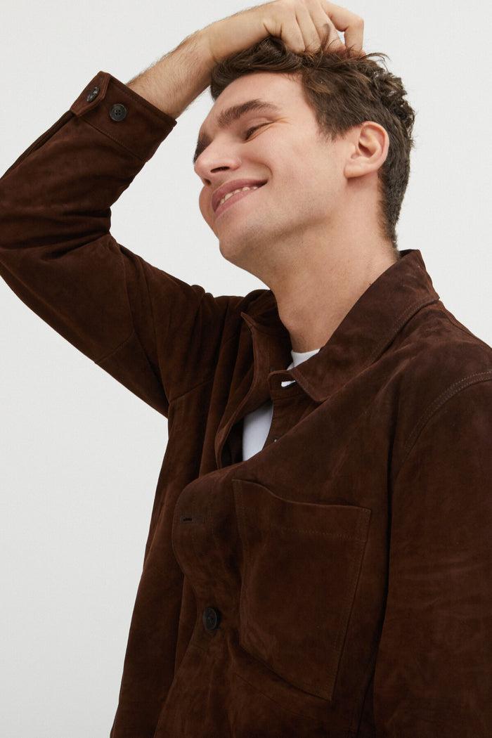 baracuta Suede Overshirt Chocolate