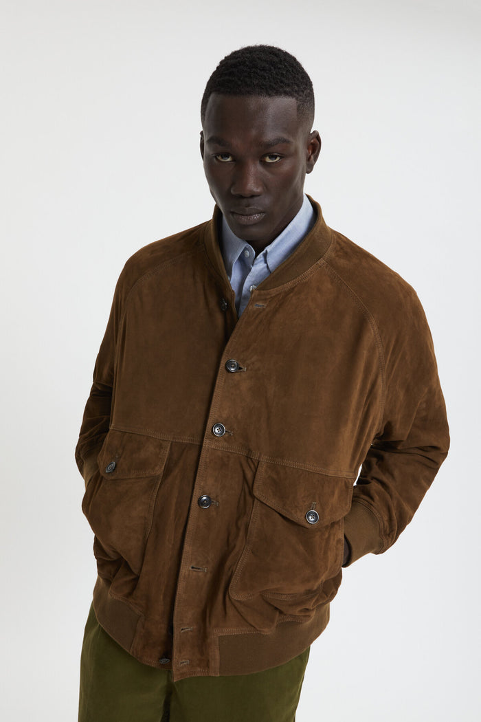 Baracuta Suede Shawl Bomber Dark Olive
