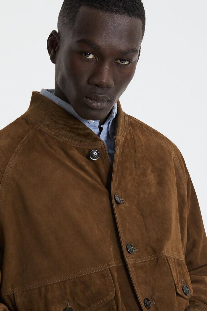 Baracuta Suede Shawl Bomber Dark Olive
