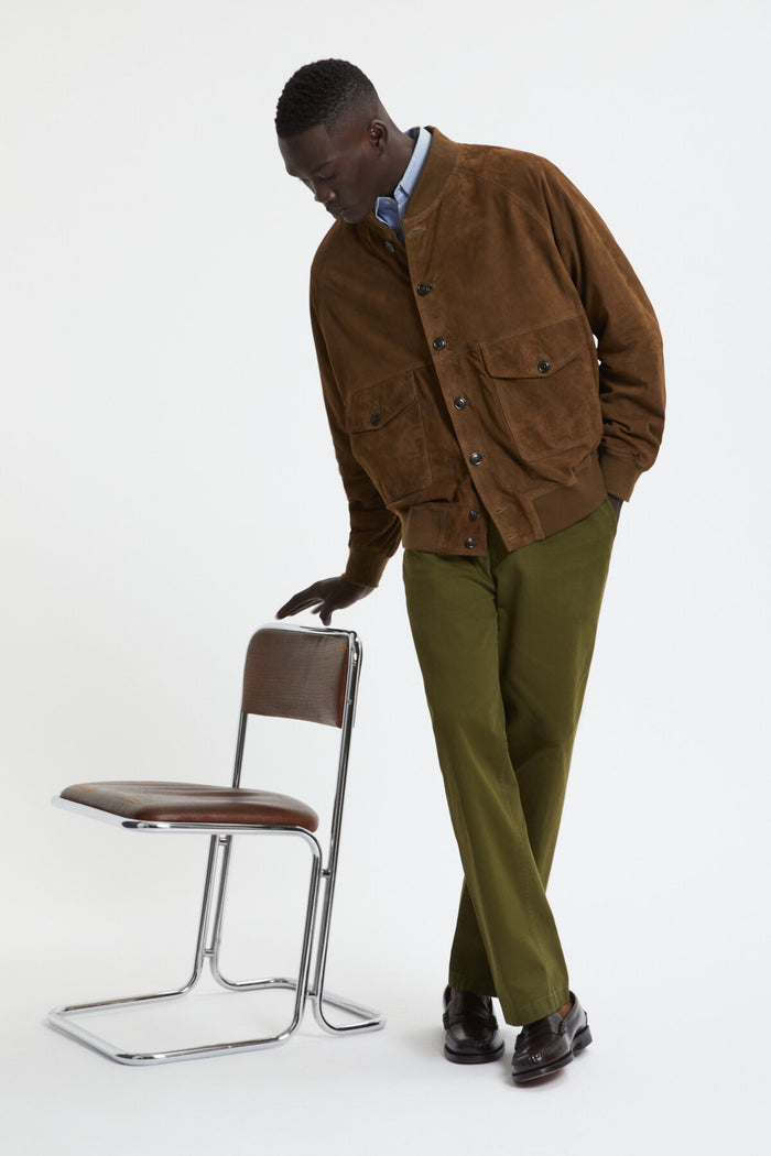 baracuta Suede Shawl Bomber Dark olive