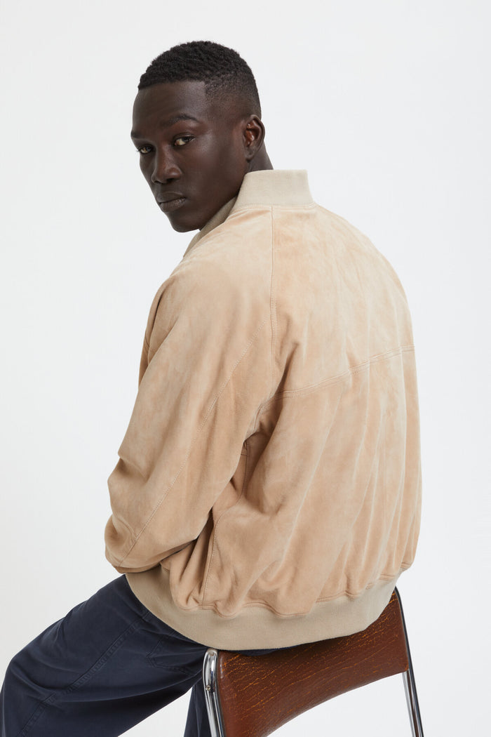 Baracuta Suede Shawl Bomber Sand Stone