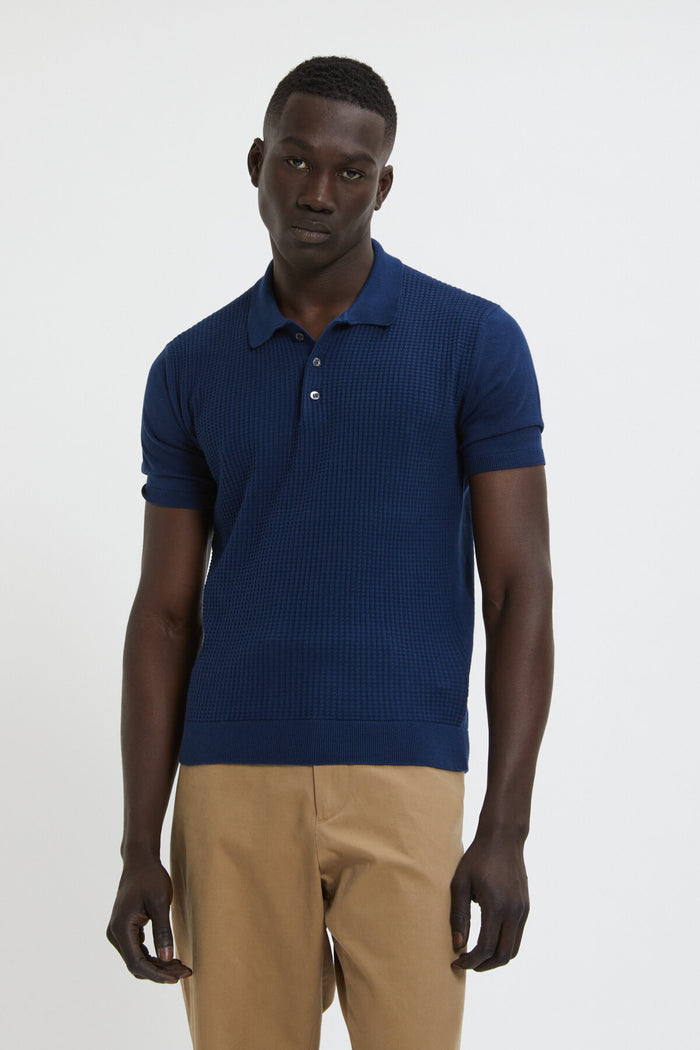Baracuta Waffle Polo Navy