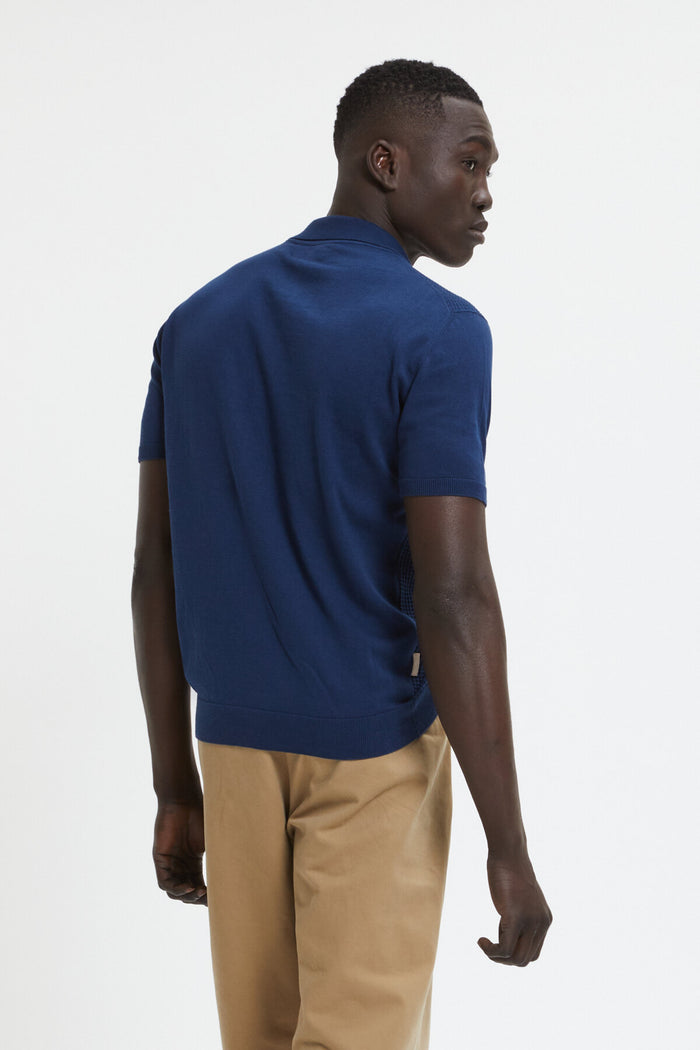 Baracuta Waffle Polo Navy