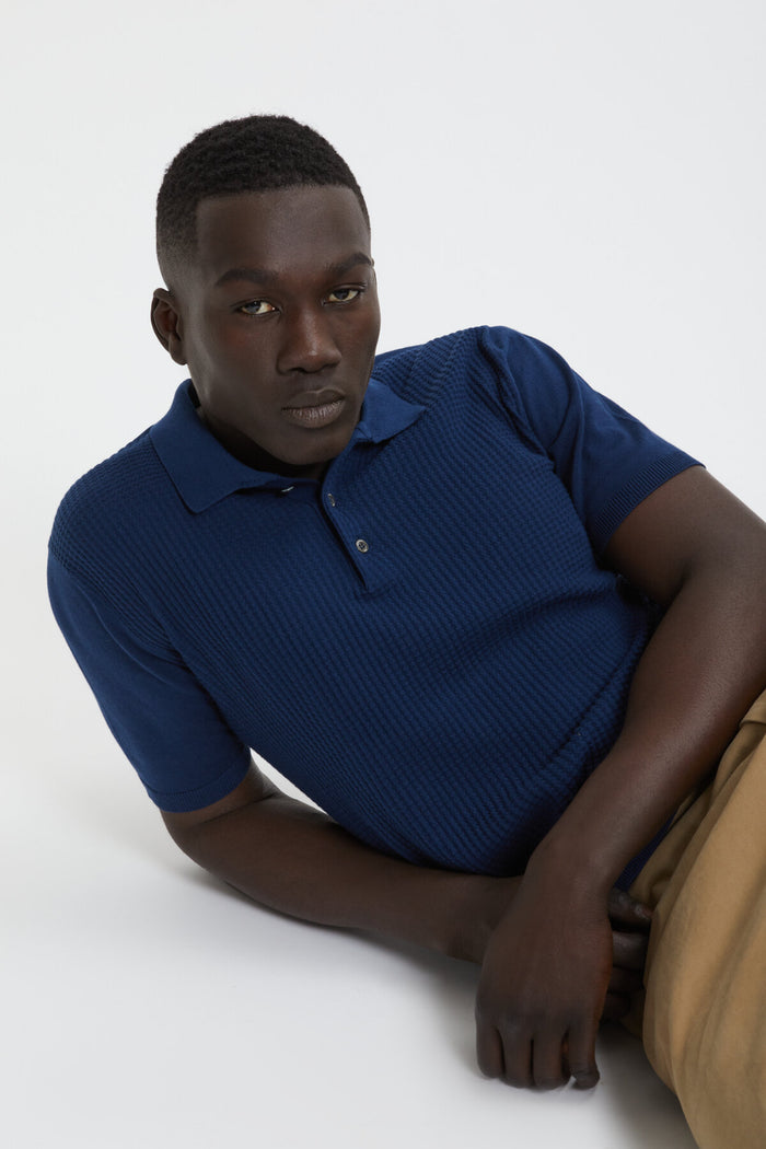 baracuta Waffle Polo Navy
