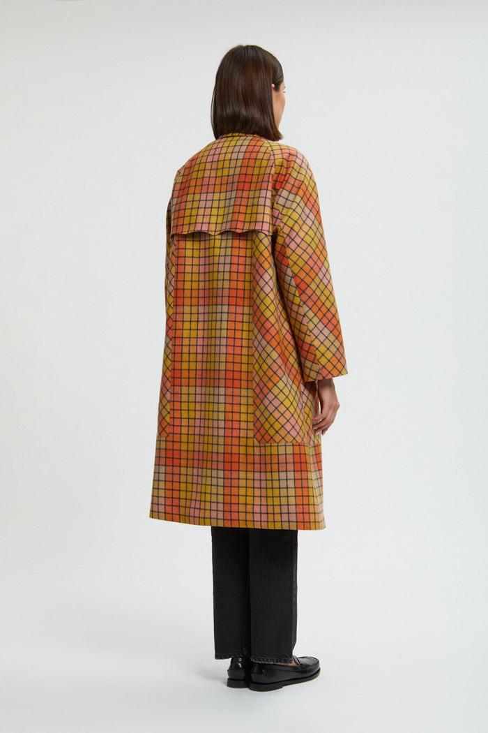 Baracuta Women's Check Wool Coat Burned Flamingo