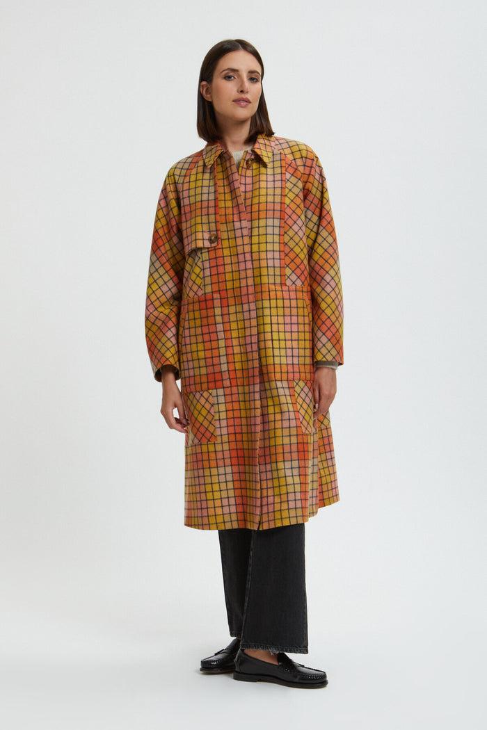 baracuta Women's Check Wool Coat Burned flamingo