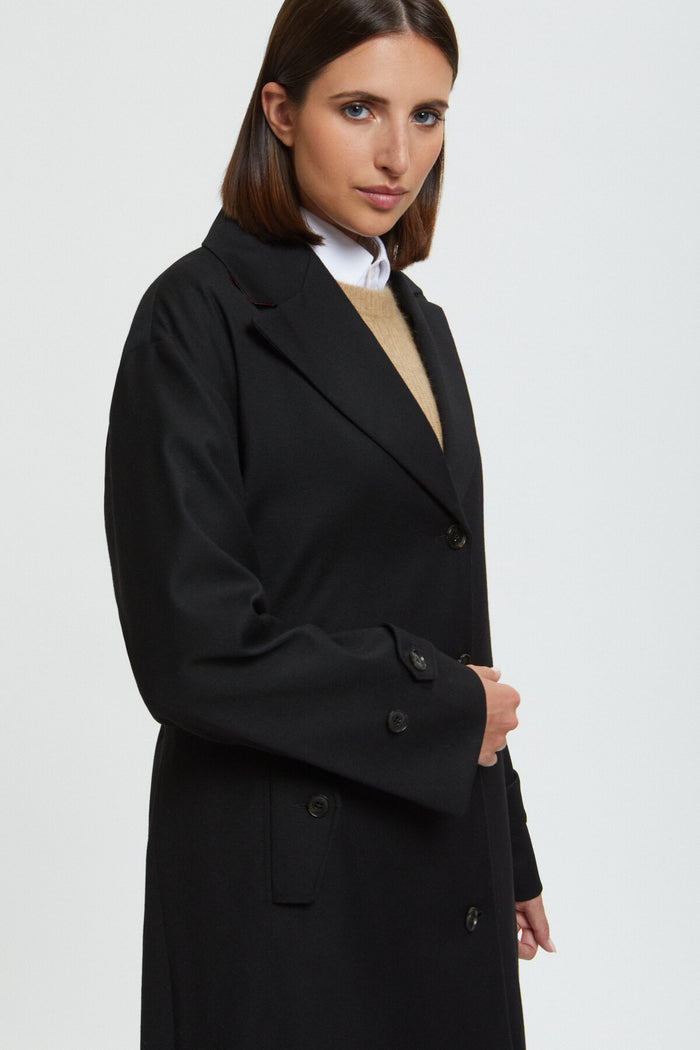 Baracuta Women's Solid Wool Trench Black