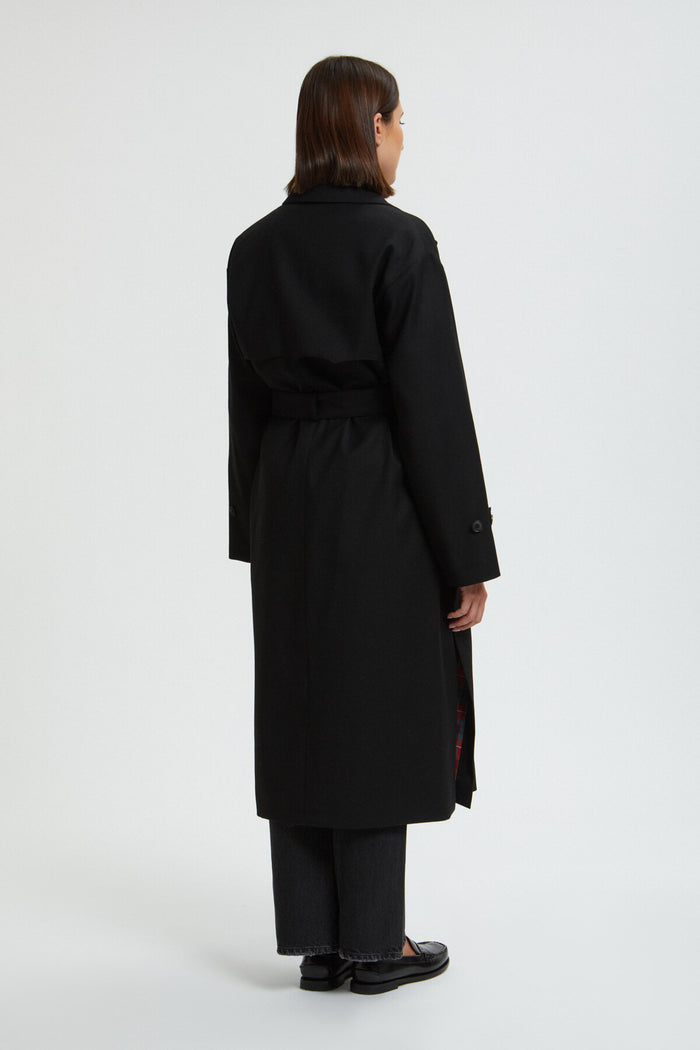 Baracuta Women's Solid Wool Trench Black
