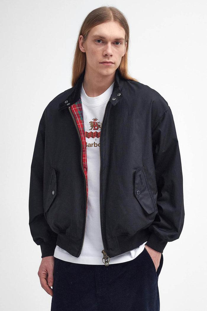 Baracuta Barbour X Baracuta MA-1 Waxed Harrington Jacket Black