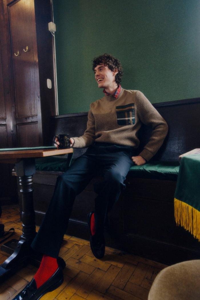 baracuta Barbour x Baracuta Miller Crew Neck Jumper Tan