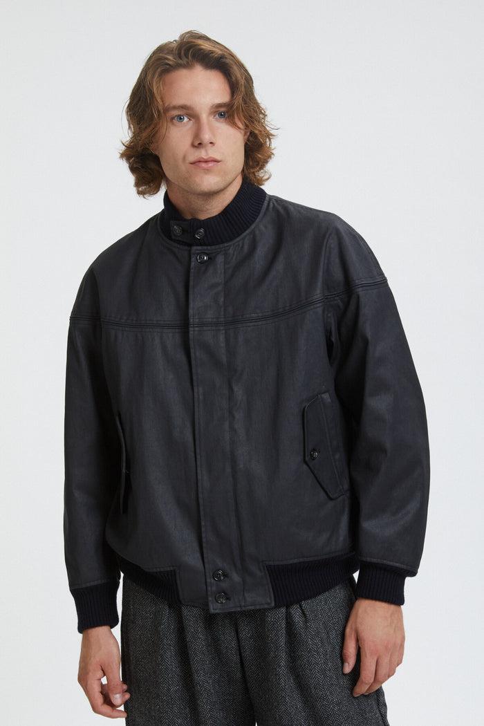 Baracuta Four Climes Cotton PU Derby Jacket Dark Navy