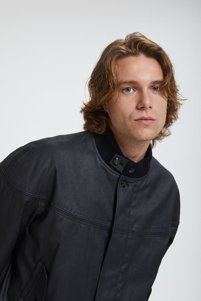 baracuta Four Climes Cotton PU Derby Jacket Dark navy