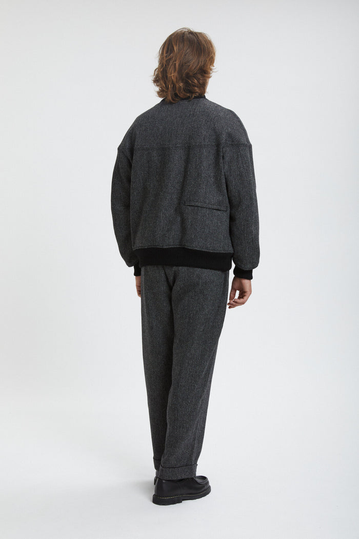 Baracuta Four Climes Herringbone Bermuda Trousers Dark Grey