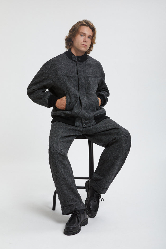 baracuta Four Climes Herringbone Bermuda Trousers Dark grey