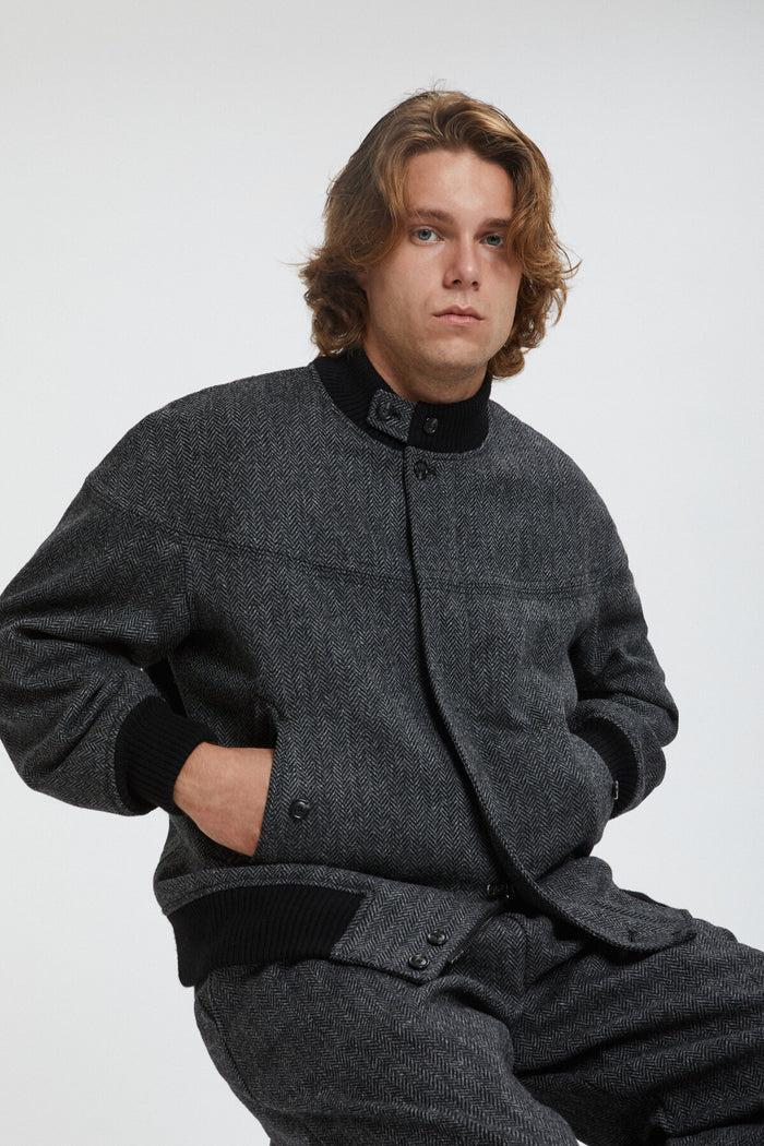 Baracuta Four Climes Herringbone Derby Jacket Dark Grey