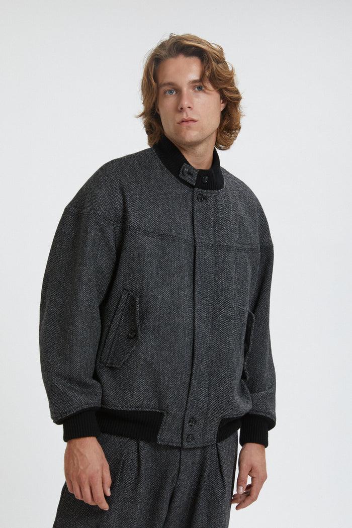 Baracuta Four Climes Herringbone Derby Jacket Dark Grey