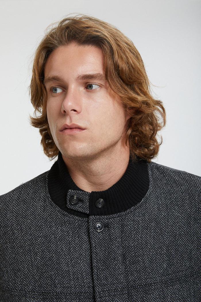 baracuta Four Climes Herringbone Derby Jacket Dark grey