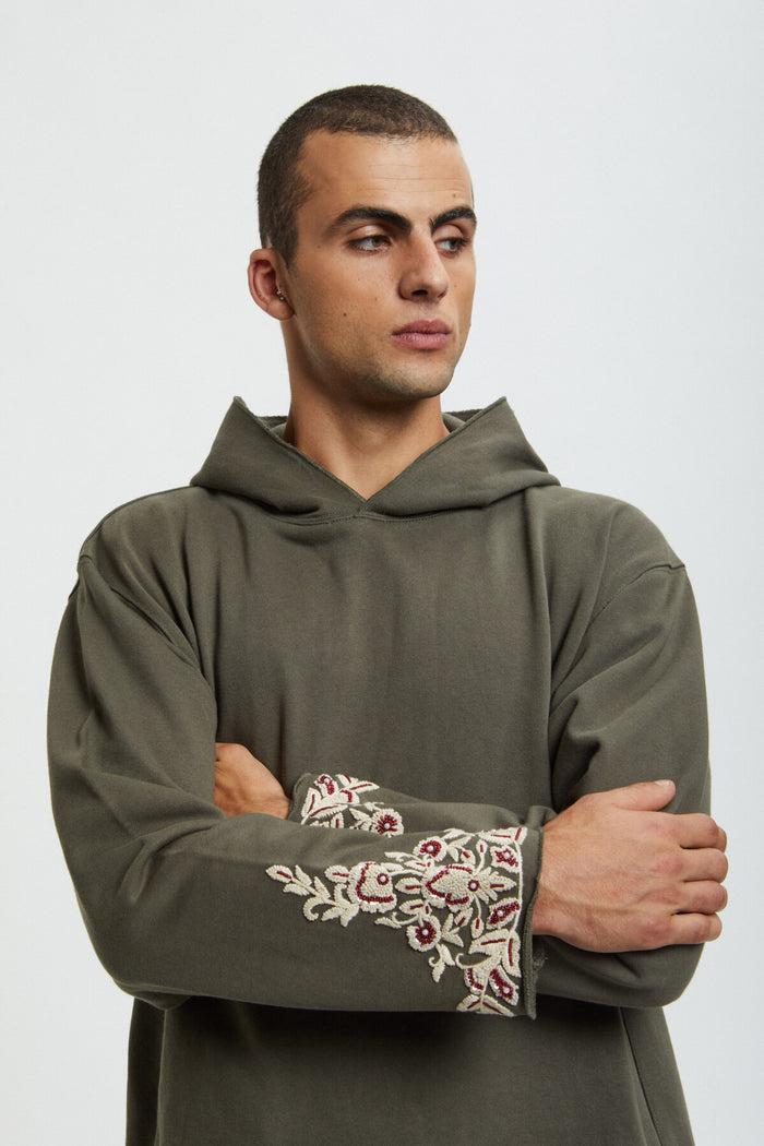 Baracuta Kartik Research X Baracuta Embroidered Hoodie Olive