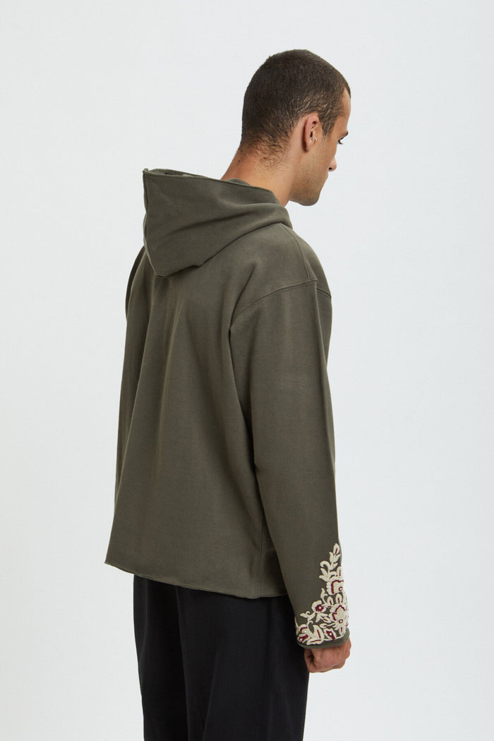 Baracuta Kartik Research X Baracuta Embroidered Hoodie Olive