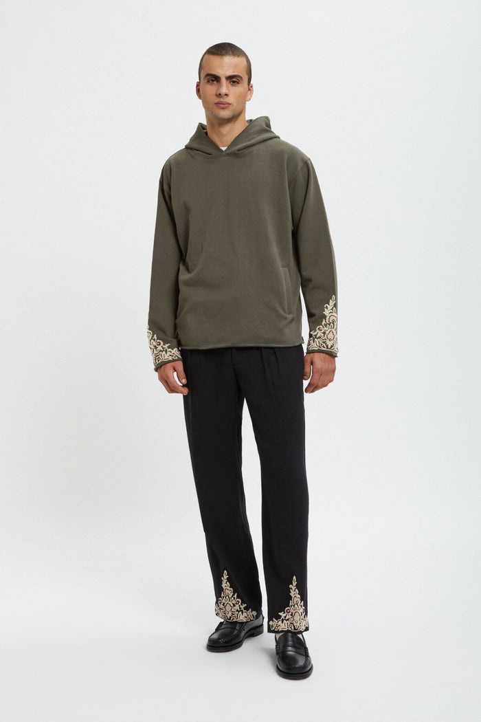 Baracuta Kartik Research X Baracuta Embroidered Hoodie Olive