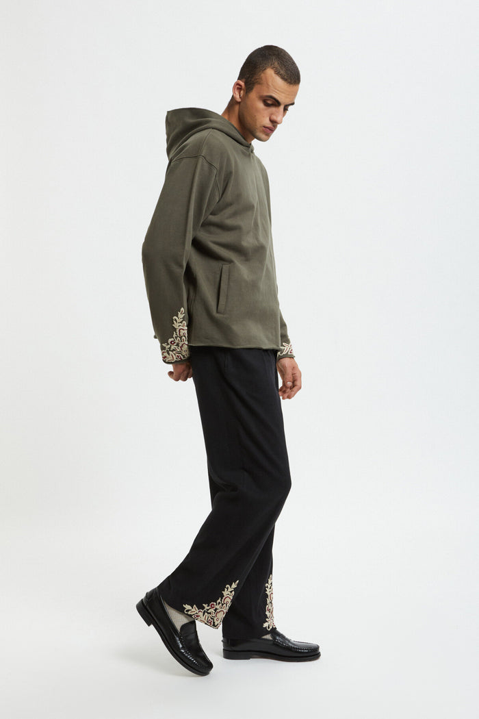 Baracuta Kartik Research X Baracuta Embroidered Pleated Trouser Black