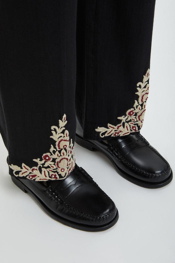 Baracuta Kartik Research X Baracuta Embroidered Pleated Trouser Black